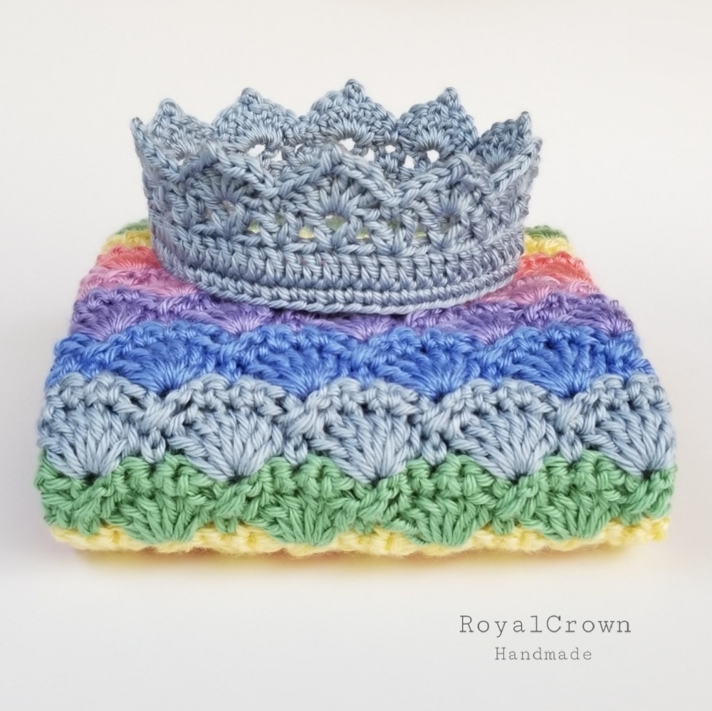 Crochet Baby Boy Crown Newborn - 12 Months Blue